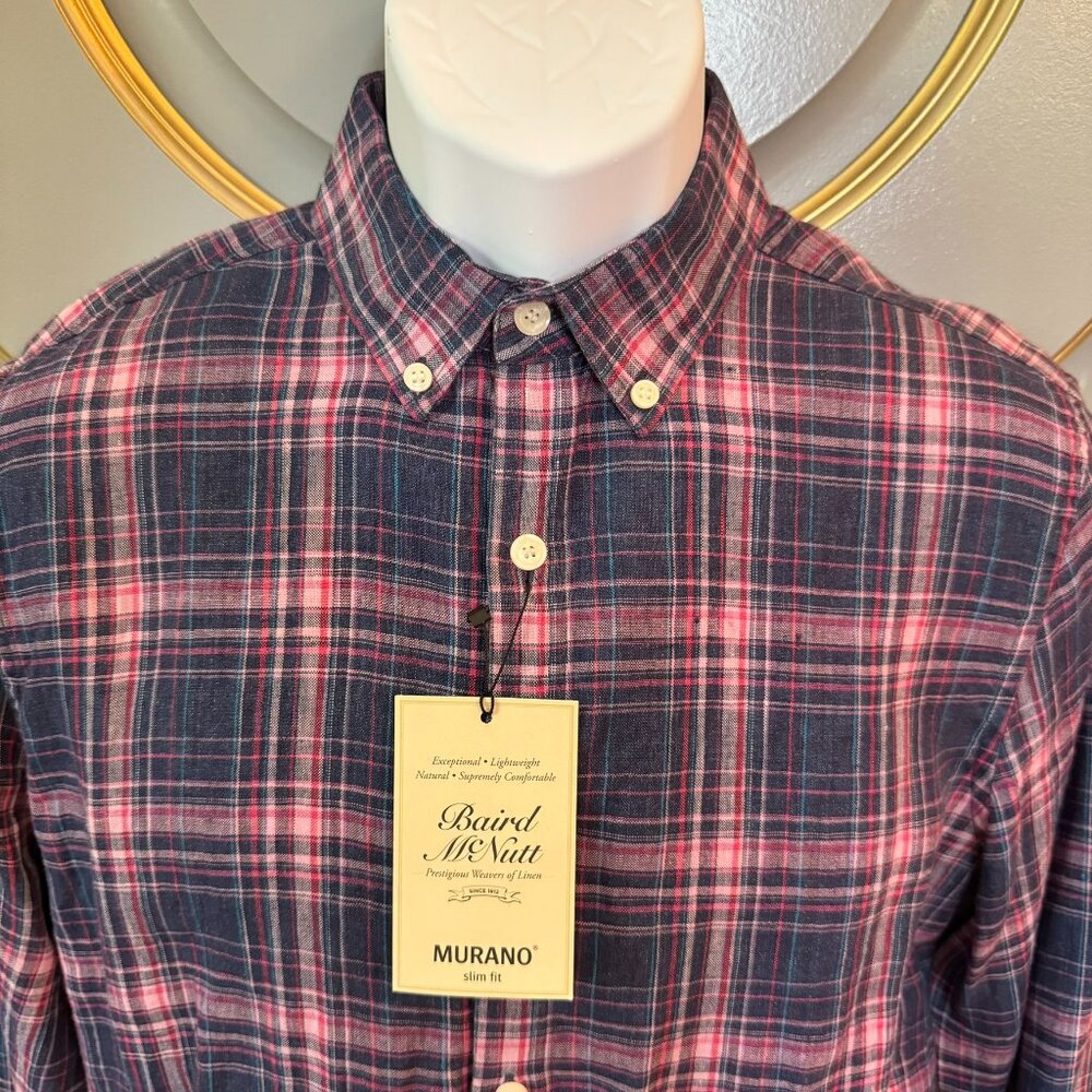 Murano Pink & Navy Plaid Button-Down Shirt